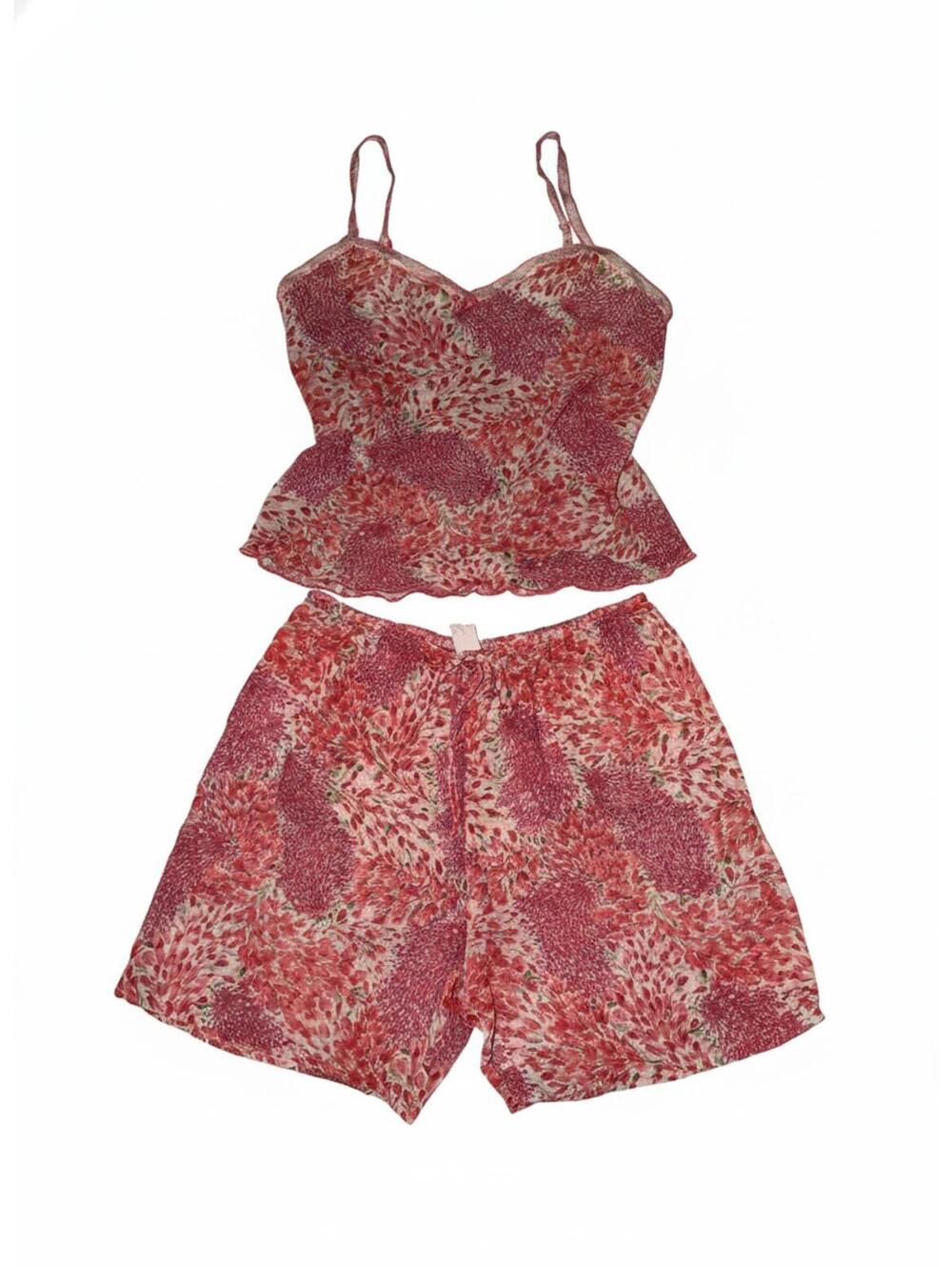 Y2K Pajama Tank and Shorts Pink Floral Set Medium